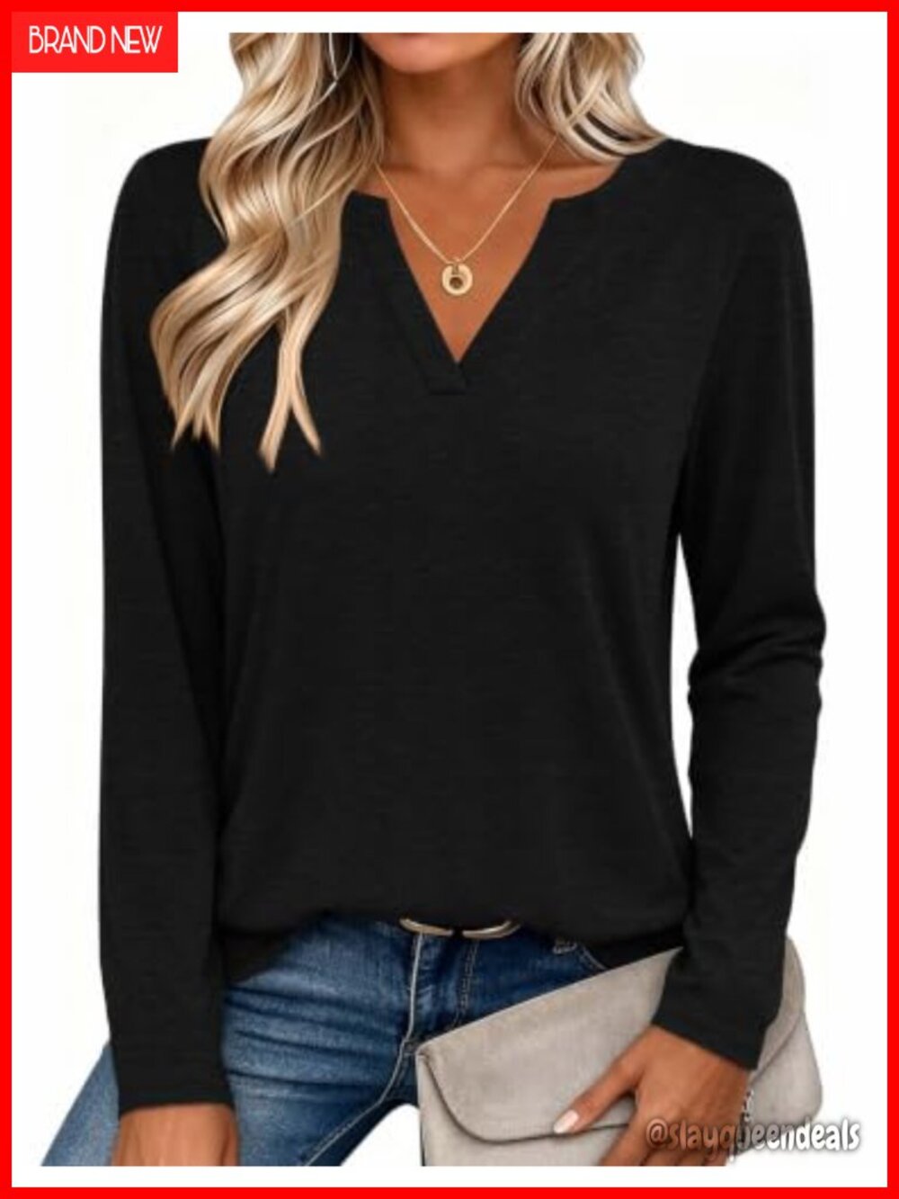 Women's Long Sleeve V-Neck Tunic Top Polyester Spandex Casual Work